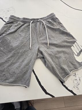 Nike Gray Athletic Men's Shorts with White Drawstring
